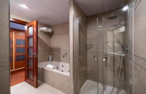 a bathroom with a shower and a bath tub at Hotel MS Maestranza Málaga in Málaga