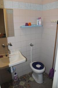 ein Bad mit einem WC und einem Waschbecken in der Unterkunft Casa Mamma in Budapest