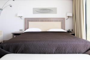 a bedroom with a large bed and a window at Villa Azur in Villeneuve-Loubet