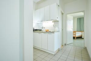 Kuchyň nebo kuchyňský kout v ubytování Hostel Mikoláše Alše