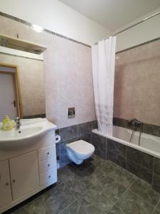 a bathroom with a sink and a toilet and a tub at Big and Spacious Apartment in the heart of Omi&scaron; in Omi&scaron;