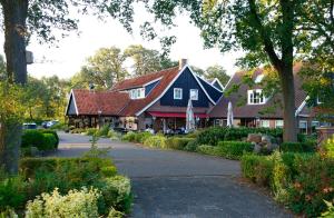 a house with a blue and red roof at Het Ros van Twente in De Lutte