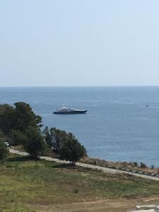 ゲレンジークにあるАпартаменты на Крымской 19 с видом на мореの水上の大型船