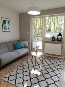 a living room with a couch and a table at Apartament Mini in Lublin