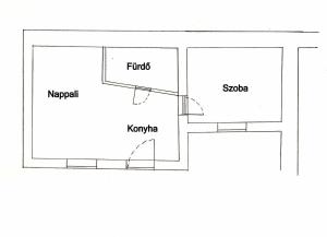 a floor plan of a room with the names at START Apartmanok in Pécs