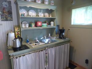 a kitchen with a sink and a counter top at Mulberry Lavender Farm and B&B in Mulberry