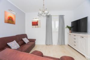 Televízia a/alebo spoločenská miestnosť v ubytovaní Apartman Slavice