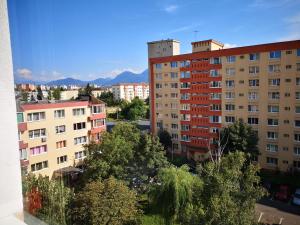 uitzicht op een stad met gebouwen en bomen bij Certo Apartment in Braşov