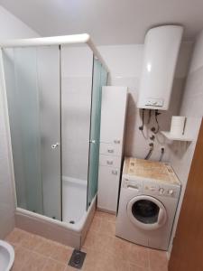 a bathroom with a washing machine and a washer at Villa Clara apartments Kvarner in Novi Vinodolski