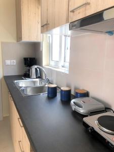 Η κουζίνα ή μικρή κουζίνα στο Bohem Apartment near Athens Airport