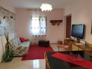 a living room with a couch and a flat screen tv at La Casa Del Mosileo in Vietri di Potenza