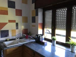 eine Küchentheke mit Spüle und Fenster in der Unterkunft DDS-Dominio das Sem&ntes in Vouzela + 30 Fotos