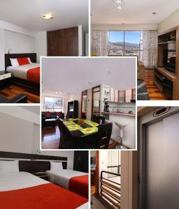 een collage van foto's van een hotelkamer bij Residencial Emilio in Cuzco