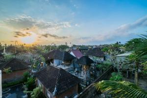 乌布Jero Griya Ubud的享有村庄的空中景致,设有房屋