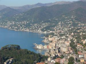 an aerial view of a city and a body of water at Ca' di Ro in Camogli