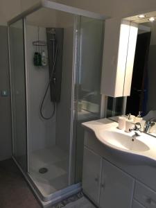 a bathroom with a shower and a sink at Alla Rotonda dai Santi in Rovigo