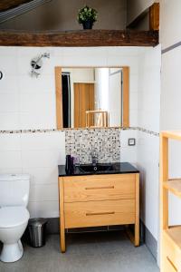 uma casa de banho com um lavatório e um WC em Les Trois Fontaines em Poitiers