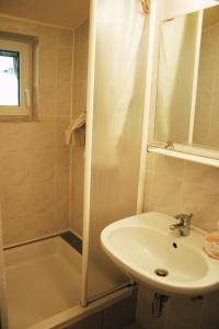 グルントルゼーにあるApartments Stefflerのバスルーム(シンク、シャワー、バスタブ付)