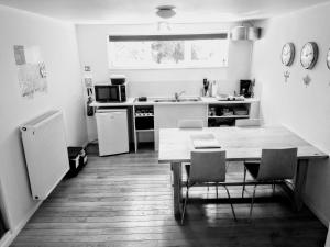 kuchnia ze stołem i krzesłami w kuchni w obiekcie Studio Flandrien w mieście Oudenaarde