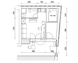 Půdorys ubytování Šibenik Gorica Studio apartman 5XL