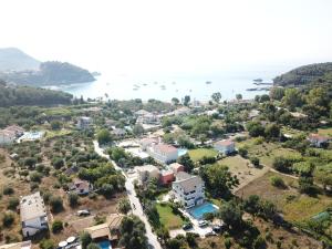 an aerial view of a town and the water at Villa Apollo in Parga