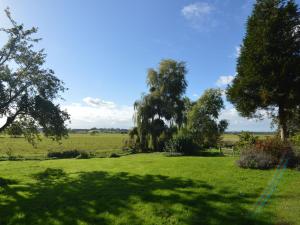 a field with trees in the middle of a field at Detached holiday home in the Normandy countryside in Saint-Germain-du-Pert