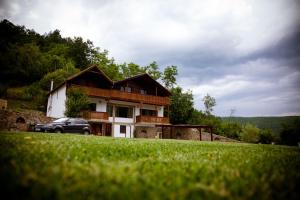a house with a car parked in front of it at Casa Poenita in Alba Iulia