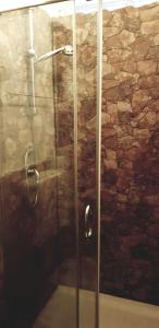 ヴェルバーニアにあるLe petite fleurの石壁のバスルーム(シャワー付)