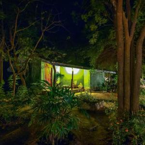 a house in the woods at night at Jays Holiday Resort in Habarana