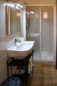 a bathroom with a sink and a shower at Casa Concerie Quattro in Sulmona