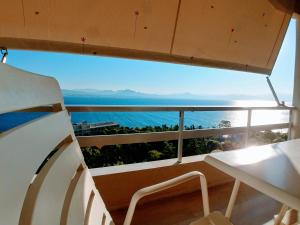 a view of the ocean from the balcony of a boat at Katerina's Maisonnette in Loutraki