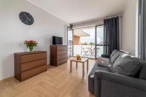 Televízia a/alebo spoločenská miestnosť v ubytovaní Apartament Jaskółcza 30