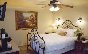 1 dormitorio con 1 cama y una pintura en la pared en Silverton Inn & Suites en Silverton