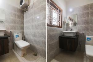 Dos imágenes de un baño con inodoro y lavabo. en Magnolia Inn near GNRC & Secretariat GS Rd, en Guwahati 44 fotos más