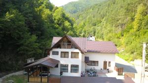 a house in the middle of a mountain at Pensiunea La Cernat in Şugag