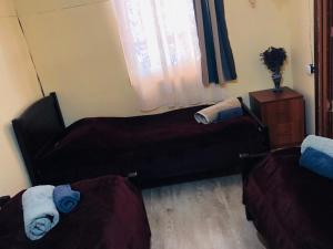 Pirikiti في Akhmety: غرفة معيشة بها سريرين وأريكة
