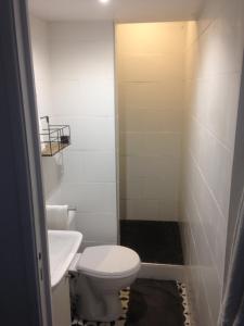 a bathroom with a toilet and a sink at La ti case - studio de charme au coeur du medoc in Saint-Laurent-de-Médoc