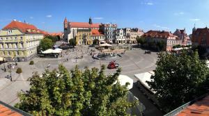 Nespecifikovaný výhled na destinaci Hnězdno nebo výhled na město při pohledu z apartmánu