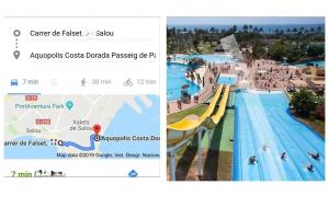 une capture d'écran d'une page web d'une piscine dans l'établissement Apartamento excepcional,piscina y 100m de la playa, parking gratis!!, à Salou