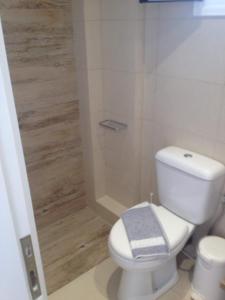 a bathroom with a white toilet and a shower at erato1 in Plakias