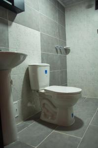 een badkamer met een toilet en een wastafel bij Apartamento 12 Cali Sur in Cali