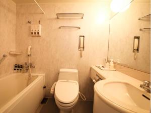 a bathroom with a toilet a sink and a bathtub at Hotel Tetora Otsu Kyoto in Otsu