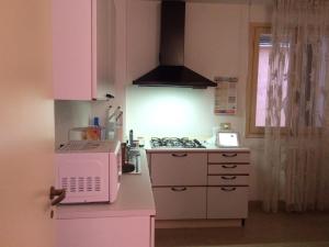 uma cozinha com um fogão e um micro-ondas em Ca’Ghironda em Veneza