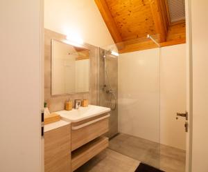 a bathroom with a sink and a shower at Charming house@LK-living in Liberec