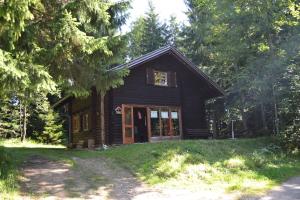 a log cabin in the middle of a forest at Ferienhütte Hochalm in Lunz am See