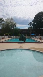 uma grande piscina com uma tenda verde em Motel 6-Spring Hill, FL - Weeki Wachee em Weeki Wachee