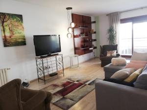 uma sala de estar com um sofá e uma televisão em Apartamento Alba em Alicante