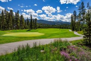 uitzicht op een golfbaan met een groen bij Dakota Lodge 8513 in Keystone