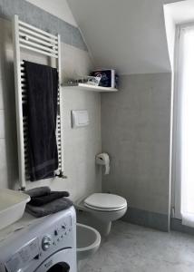 ein weißes Bad mit einem WC und einem Waschbecken in der Unterkunft La Magnolia Apartments in Desenzano del Garda