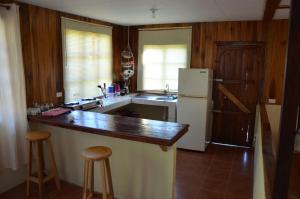 een keuken met een aanrecht en een koelkast bij Casa Colibrí in La Suiza